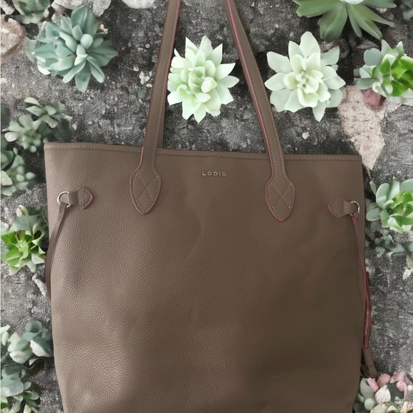 Lodis Handbags - LODIS BLISS TAUPE &PINK LARGE CARRY-ALL HANDBAG